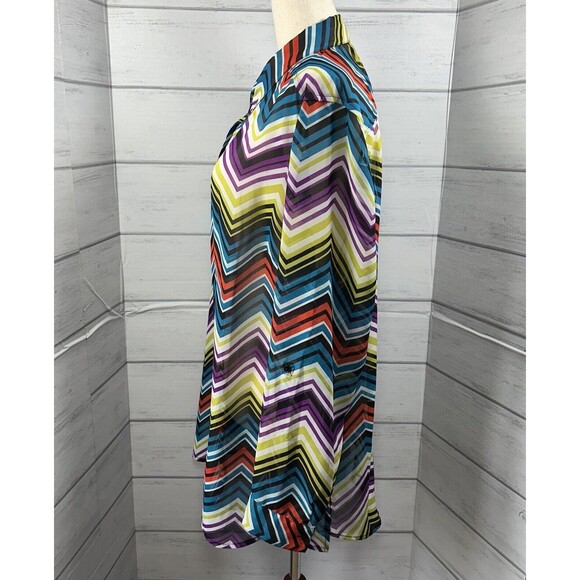 Lane Bryant Women's Top See Thru Chiffon Zigzag Long Sleeve Size XXL 2XL 18/20 - Picture 3 of 8
